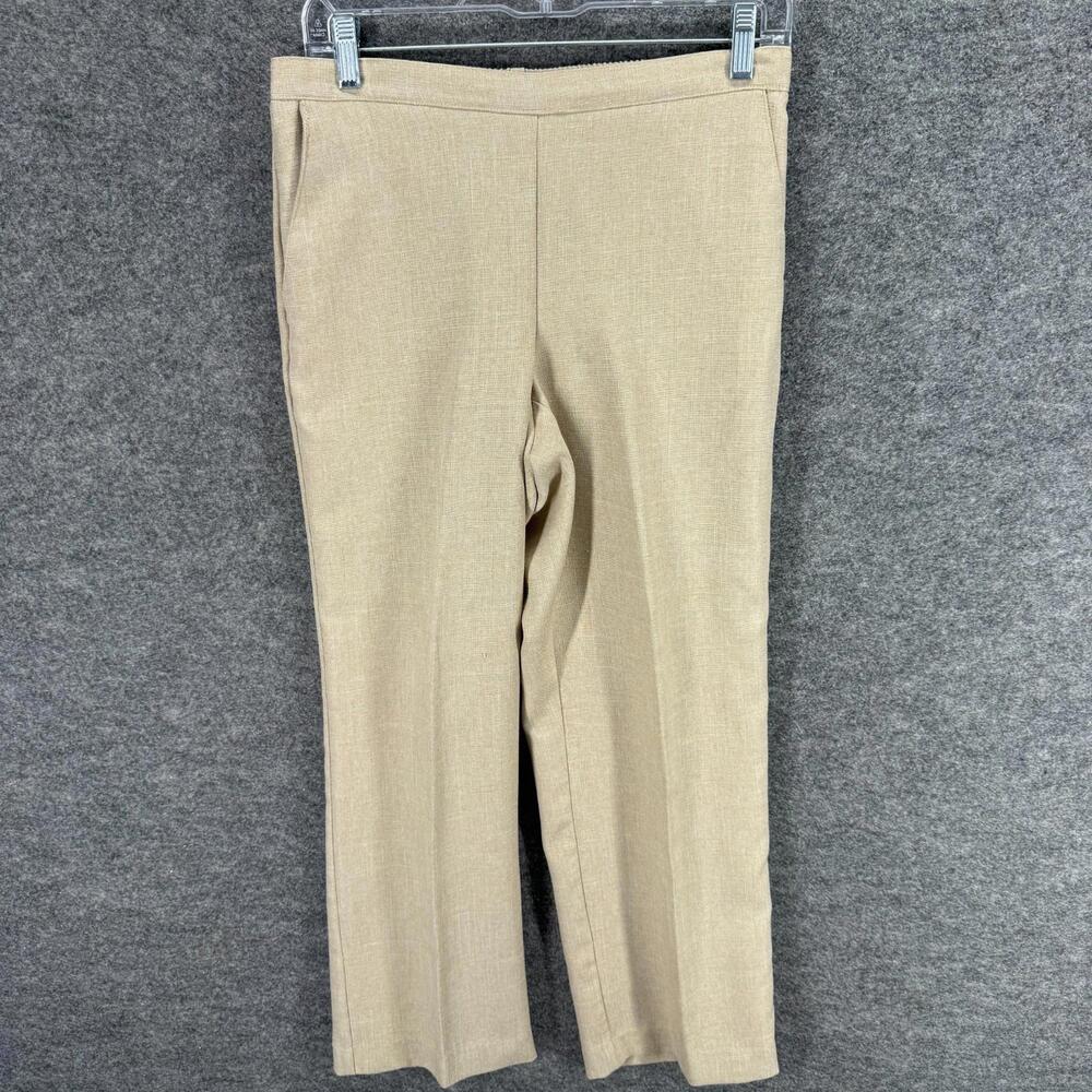 Alfred Dunner Dress Pants Women 8P Petite Beige High Rise Pleated Straight - Picture 1 of 5